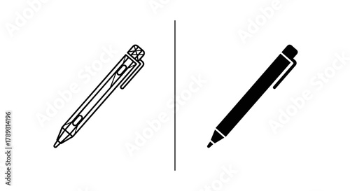 Mechanical pencil vector icon, outline and filled design office tool