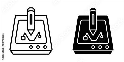 Drawing tablet vector icon, outline and filled design digital tool