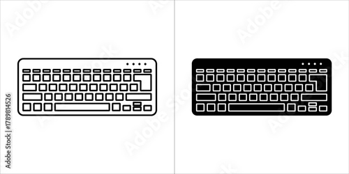 Illustration of a keyboard in black and white for computer use