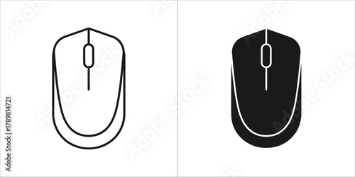 Computer mouse icon in black and white, representing input device for cursor control