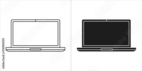 Laptop vector icon in line and glyph style for your design