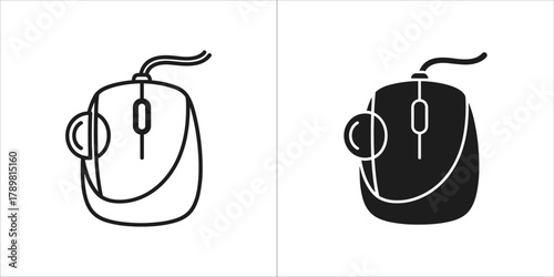 Minimalist icon of a computer mouse, showcasing both a black and white version