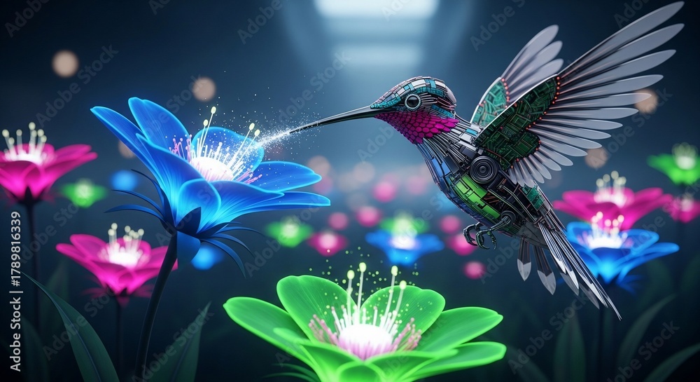 Obraz premium hummingbird and flowers