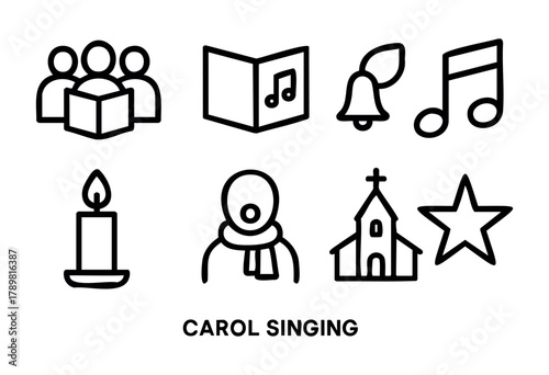 People come together to sing carols, holding music sheets and candles, celebrating the holiday spirit. The event features joyous melodies and a warm, welcoming atmosphere in a community setting.