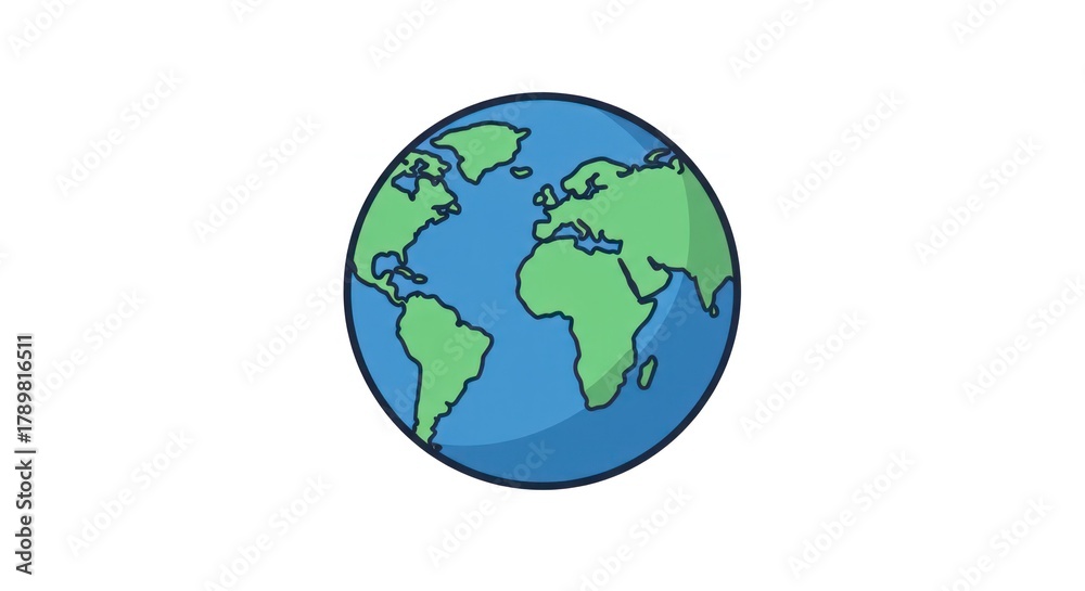 Fototapeta premium Illustration of earth globe with oceans and continents on white