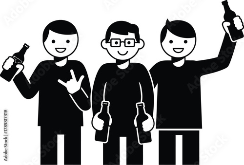 Friends celebrating with drinks, happy and joyful gathering, social event fun