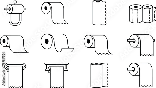 Essential bathroom paper rolls and holders modern graphic icons