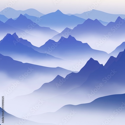 Blue mountains landscape with layered peaks