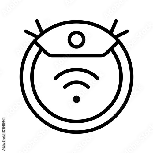 Outline robot vacuum cleaner smart home line art
