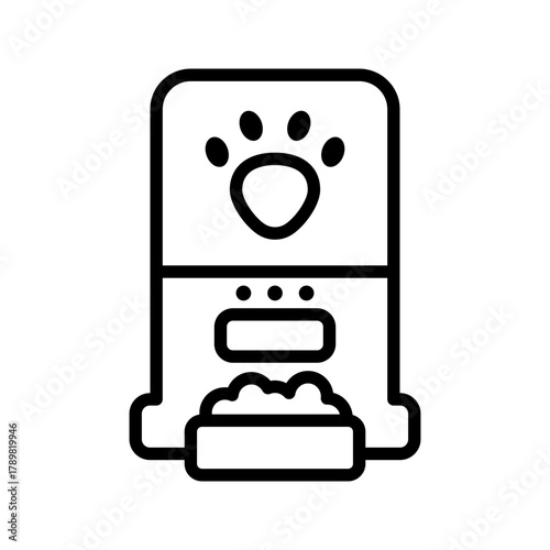 Outline pet feeder robot automatic food line art
