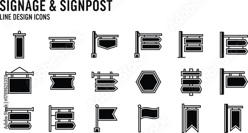 Modern signage icons set for professional brand identity projects