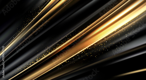 Vector Illustration Gold Ribbon Background With Sparkle Streaks