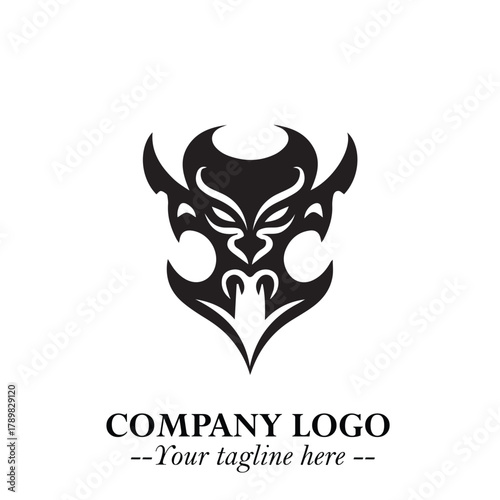 Head of Vampire Logo Symbol in Black on the White Background with Gothic Horror Vector Design