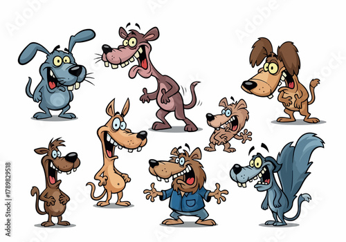 Cartoon Dogs Collection Diverse and Expressive Canine Characters.