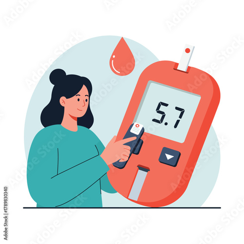 Diabetes Blood Sugar Test Glucometer Health Monitoring Vector