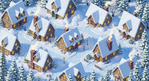 Christmas snow village Christmas background
