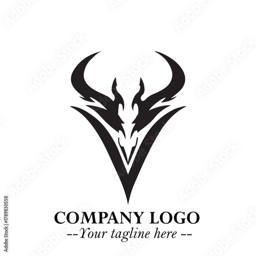 Head of Vampire Logo Symbol in Black on the White Background with Gothic Horror Vector Design