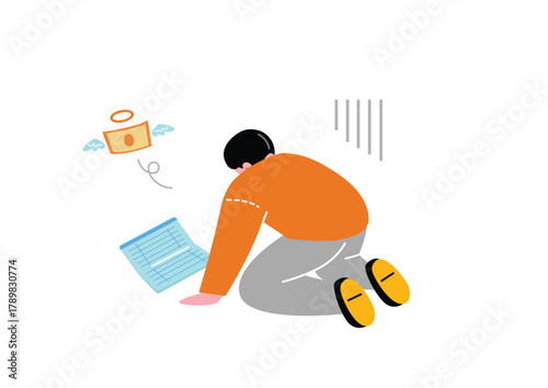 金欠に直面する男性