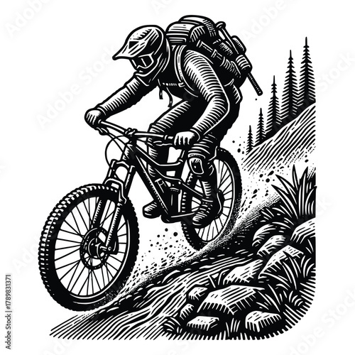 Extreme Mountain Biker – Adventure Sports Line Art