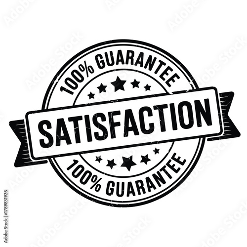 Satisfaction guarantee stamp with 100 percent assurance