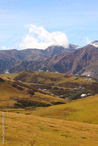 Highland village Gomismta under the clouds, Guria, Georgia