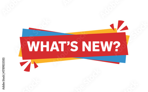 Bright banner announcing what s new with colorful accents