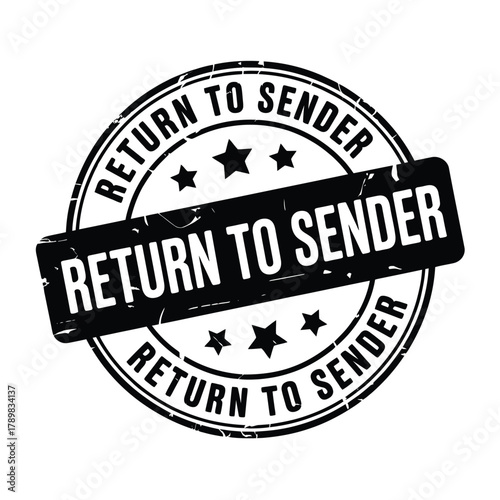 Return to sender stamp with stars and circular text
