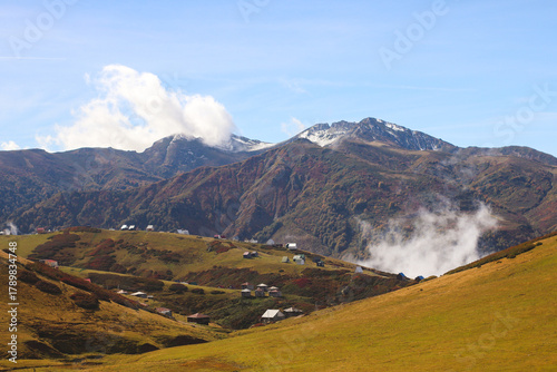 Highland village Gomismta under the clouds, Guria, Georgia