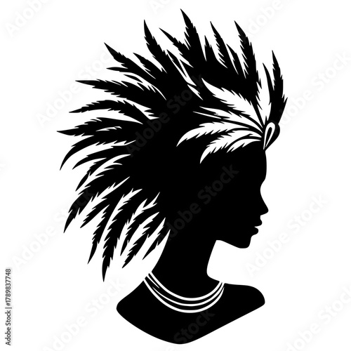 Silhouette portrait of a peacock woman