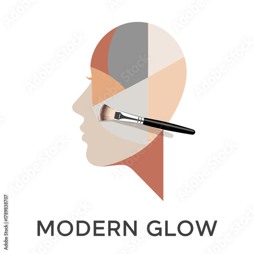 Beauty & Makeup Artist Logo: Modern Glow, Face Contouring, and Cosmetics Vector