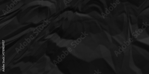 Dark black crumpled paper background. old paper wrinkle texture pattern. cardboard wrinkled arts craft and Seamless black crumpled paper.	