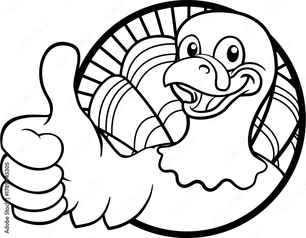 Obraz premium A turkey Thanksgiving cartoon bird Christmas mascot giving a thumbs up