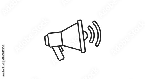 Announce your message with this dynamic megaphone icon broadcasting sound waves for impactful communication and marketing campaigns, Generative AI.