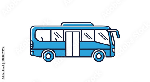 Sleek blue bus illustration ready for modern travel and transport concepts perfect for urban mobility and tourism promotions, Generative AI.