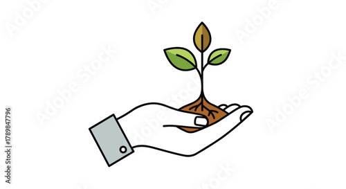Nurturing a new beginning a tender sprout grows in an outstretched hand symbolizing hope and future growth, Generative AI.