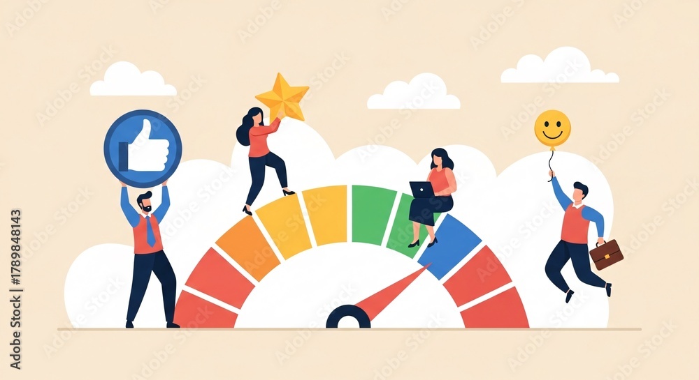 Obraz premium Boosting Performance and Customer Satisfaction A Collaborative Team Aiming for Excellence and Positive Feedback in Business Development and Growth Strategy Success