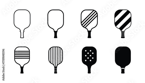 Simple pickleball paddles icon set for sport concept