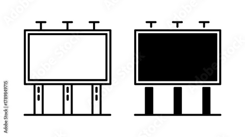 Billboard icon outline and glyph style vector illustration advertising banner, outdoor promotion, commercial sign