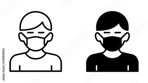 Illustration of a person wearing a face mask to prevent the spread of germs and viruses vector illustration