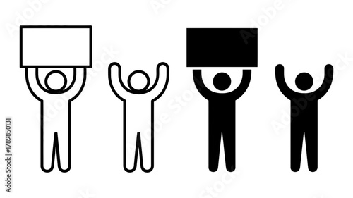 Protester holding sign, representing activism, demonstration, and the power of collective voice in a minimalist design