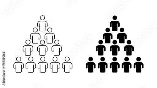 Organization chart a group of people in the form of a pyramid hierarchy in the company vector illustration
