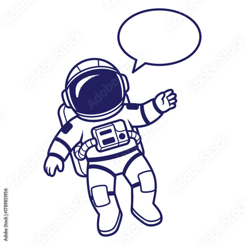 Cartoon Astronaut Floating with Speech Bubble