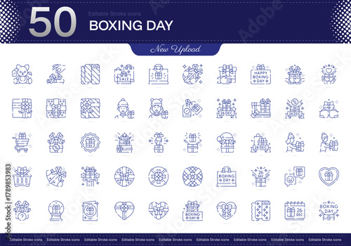 Boxing day stroke icon. Boxing day line icon set. editable stroke icon pack. Line, Thin, Linear Style Icon Bundle. Fully Customizable