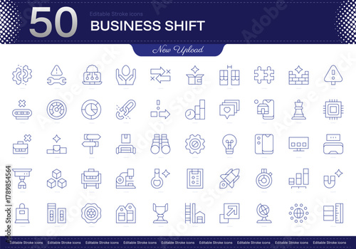 Business Shift stroke icon. Business Shift line icon set. editable stroke icon pack. Line, Thin, Linear Style Icon Bundle. Fully Customizable