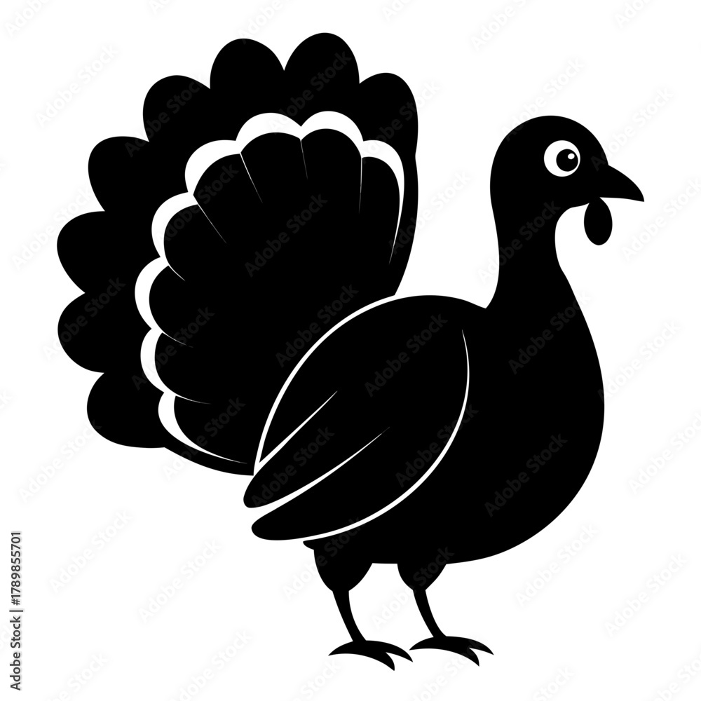Obraz premium Turkey vector clean black silhouette design white background