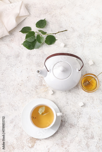 Cup of tasty linden tea wit...