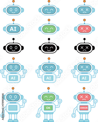 ロボットのアイコンセット  人工知能