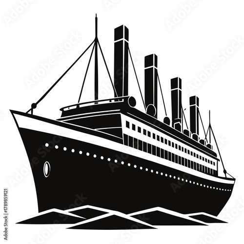 Titanic vector clean black silhouette design white background