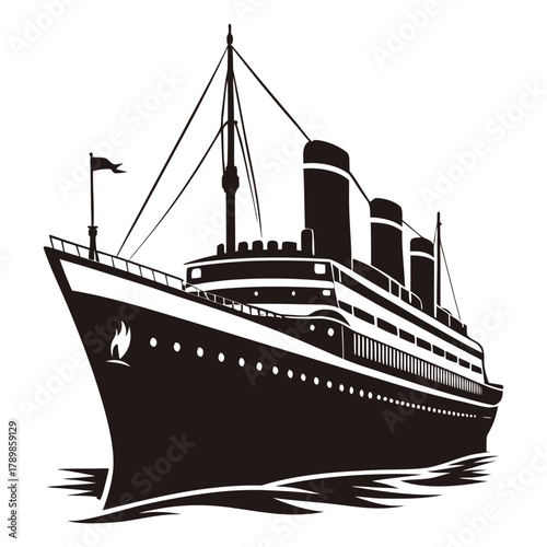 Titanic vector clean black silhouette design white background