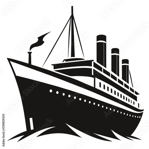 Titanic vector clean black silhouette design white background